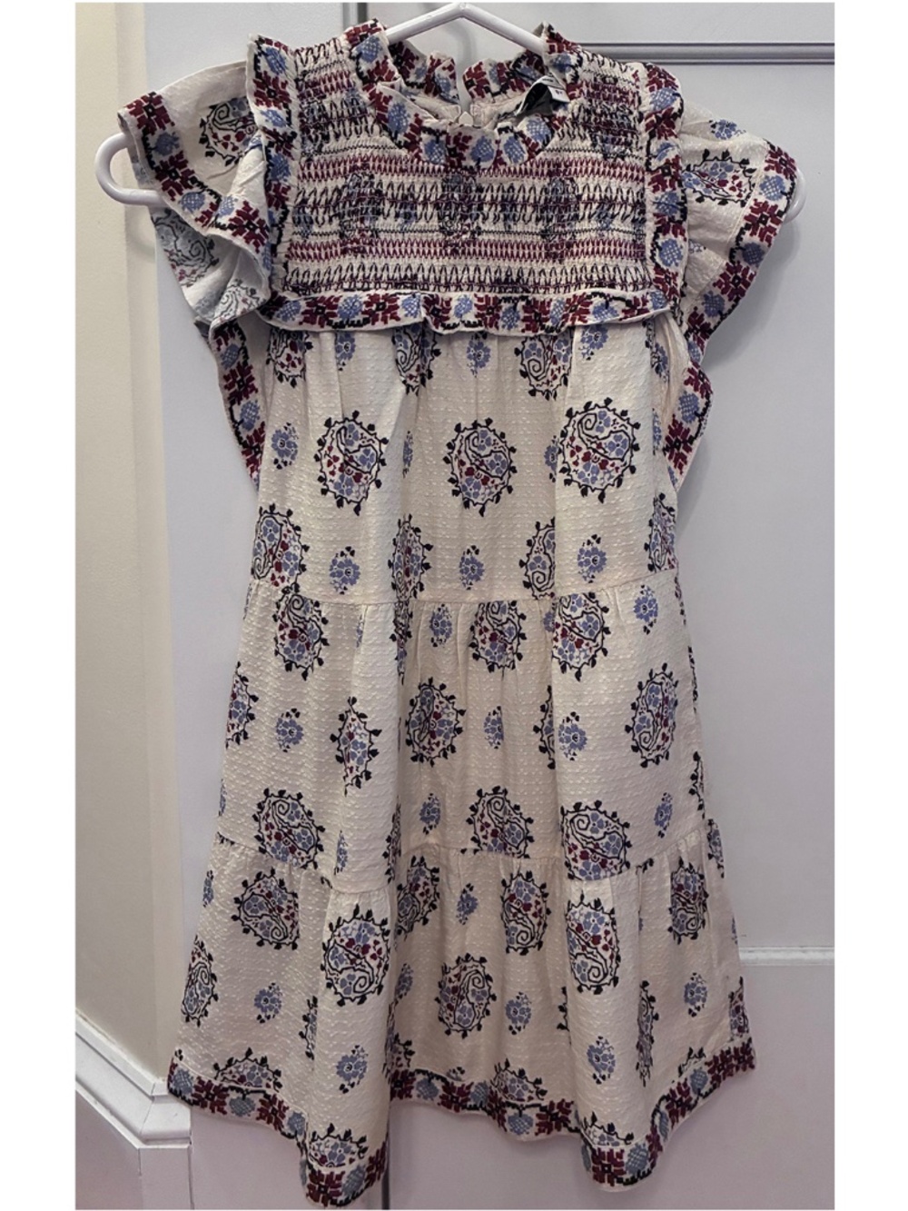 SEA Girl's  Embroidered Smock Cross-Stitch Midi Dress, Size 8